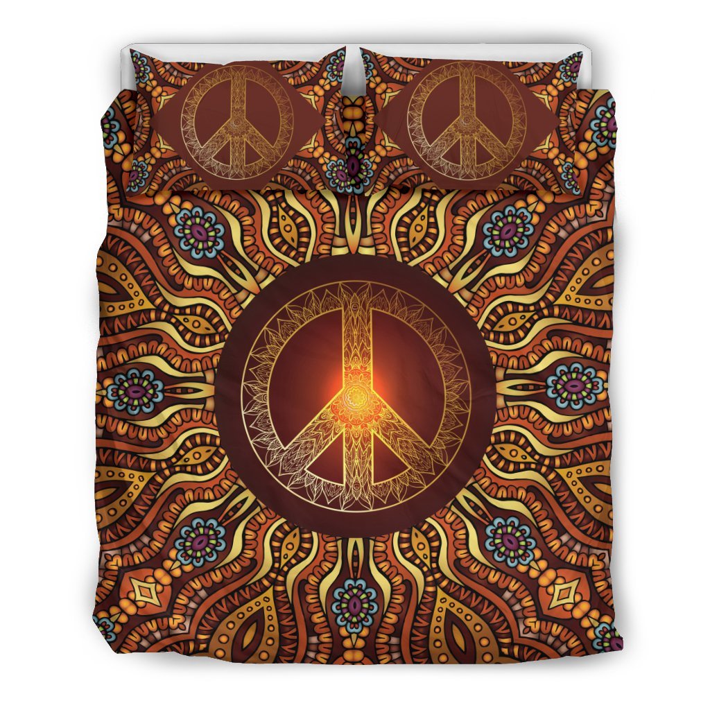 Gold Mandala Peace Duvet Cover Bedding Set