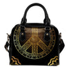 Gold Mandala Peace Leather Shoulder Handbag