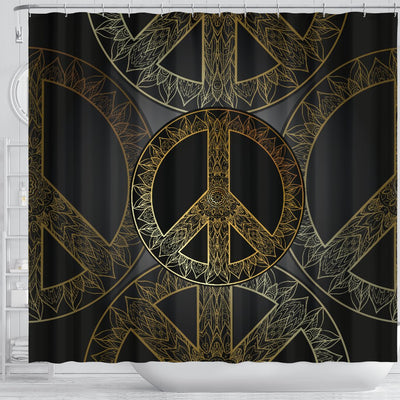 Gold Mandala Peace Shower Curtain