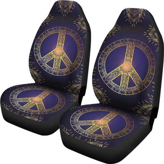 Gold Mandala Peace Universal Fit Car Seat Covers