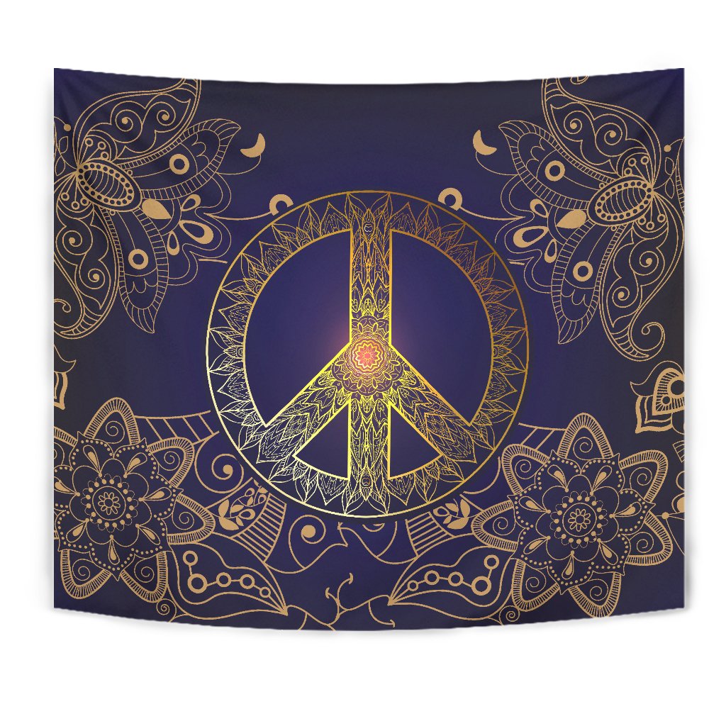 Gold Mandala Peace Wall Tapestry