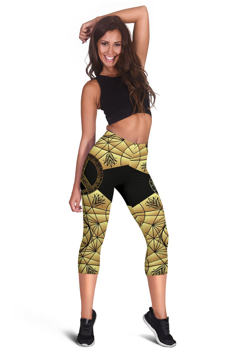 Gold Mandala Peace Women Capris