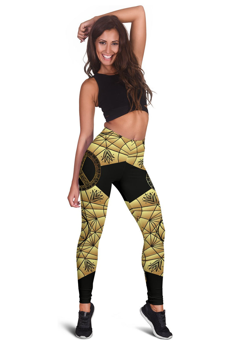 Gold Mandala Peace Women Leggings