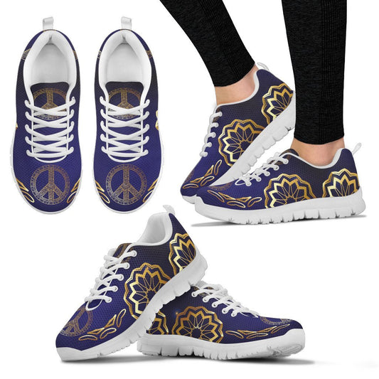 Gold Mandala Peace Women Sneakers
