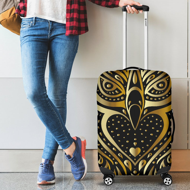 Gold Ornamental Owl Luggage Cover Protector