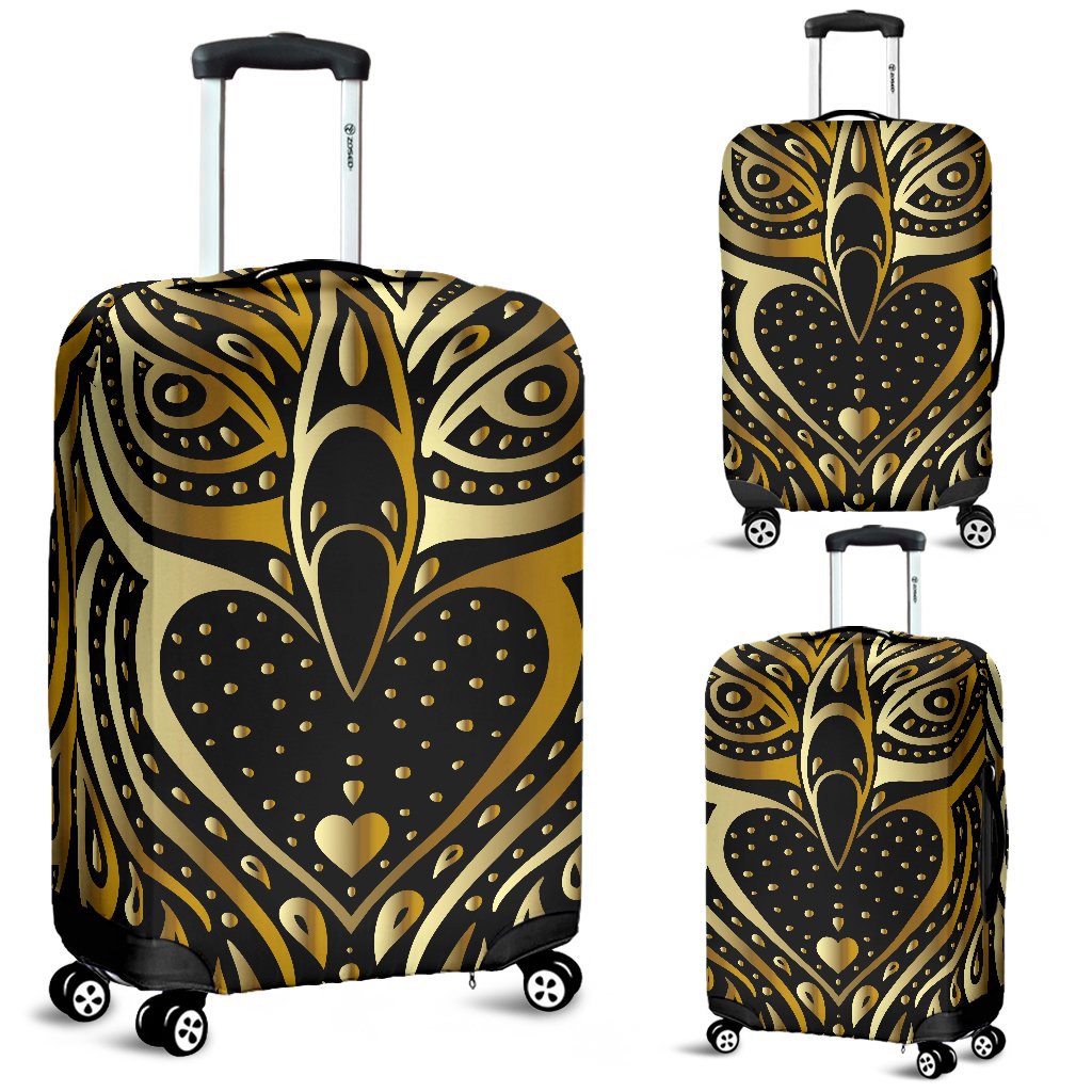 Gold Ornamental Owl Luggage Cover Protector