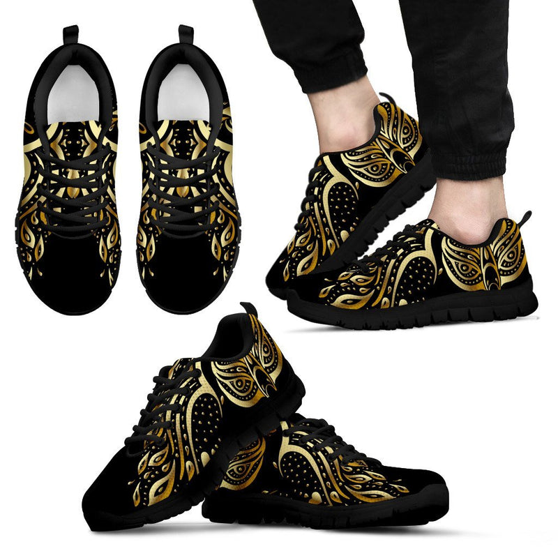 Gold Ornamental Owl Men Sneakers