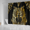 Gold Ornamental Owl Shower Curtain