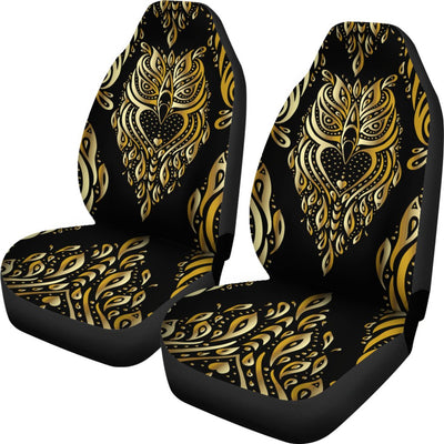 Gold Ornamental Owl Universal Fit Car Seat Covers