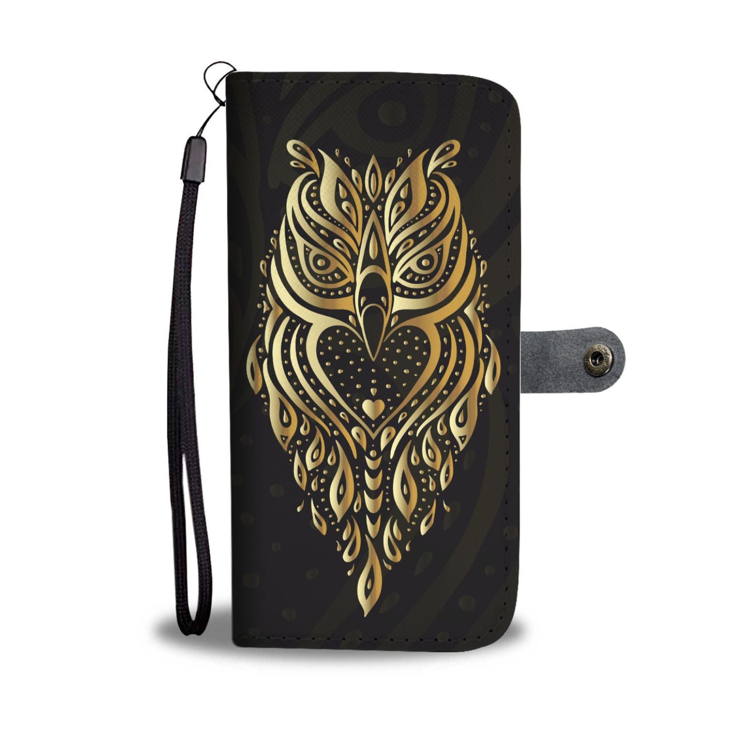 Gold Ornamental Owl Wallet Phone Case