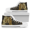 Gold Ornamental Owl Women High Top Canvas Shoes