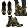 Gold Ornamental Owl Women & Men Leather Boots