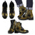 Gold Ornamental Owl Women & Men Leather Boots