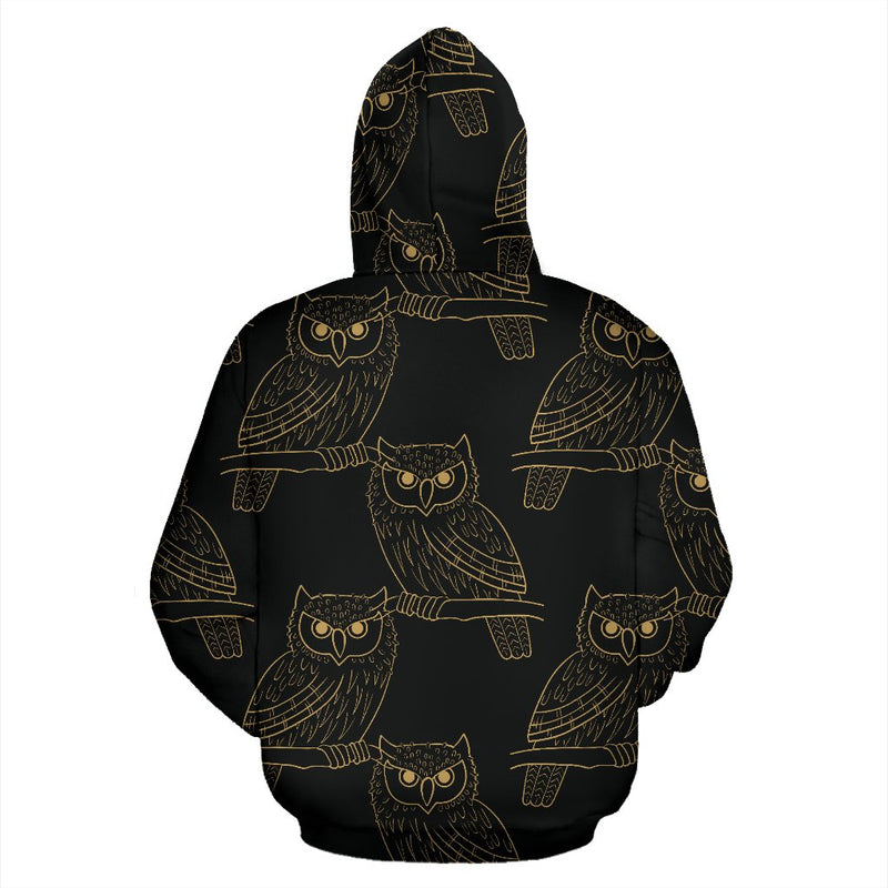 Gold Owl Pattern All Over Print Hoodie