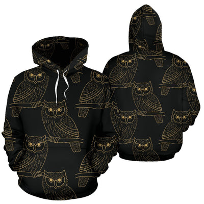 Gold Owl Pattern All Over Print Hoodie