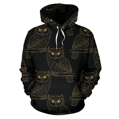 Gold Owl Pattern All Over Print Hoodie