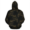 Gold Owl Pattern All Over Zip Up Hoodie