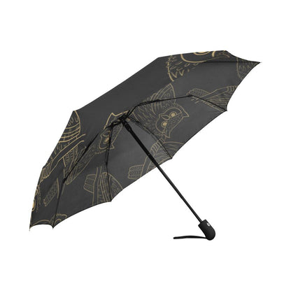 Gold Owl Pattern Automatic Foldable Umbrella