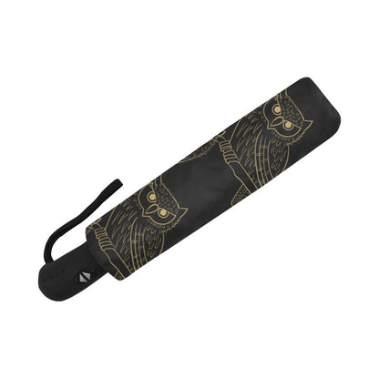 Gold Owl Pattern Automatic Foldable Umbrella
