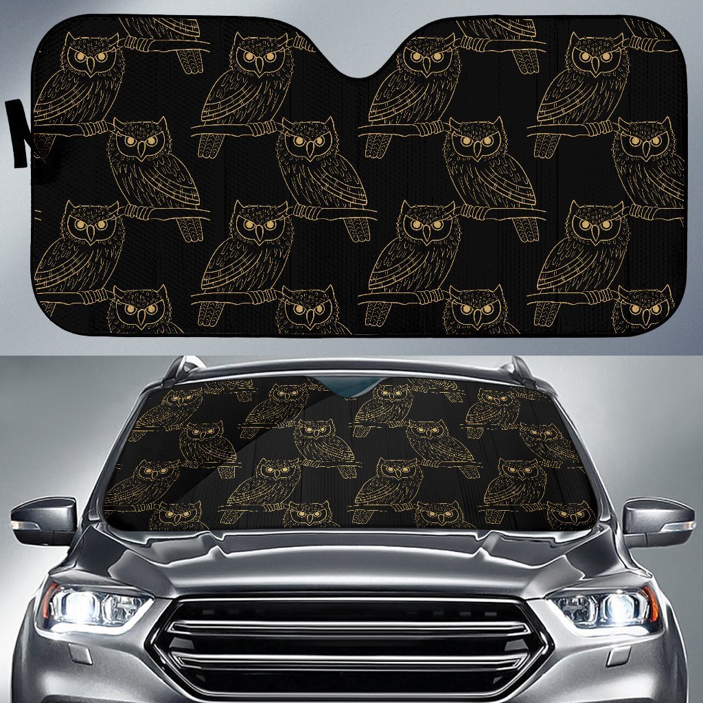 Gold Owl Pattern Car Sun Shade-JorJune