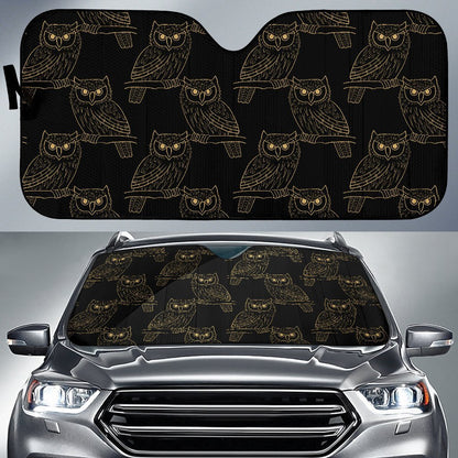 Gold Owl Pattern Car Sun Shade-JorJune