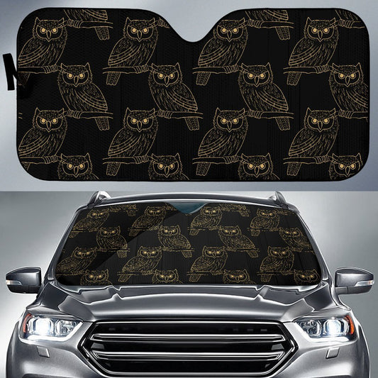 Gold Owl Pattern Car Sun Shade-JorJune