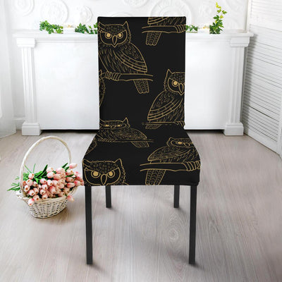Gold Owl Pattern Dining Chair Slipcover-JORJUNE.COM