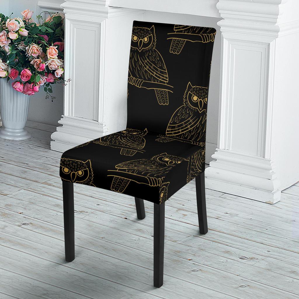 Gold Owl Pattern Dining Chair Slipcover-JORJUNE.COM
