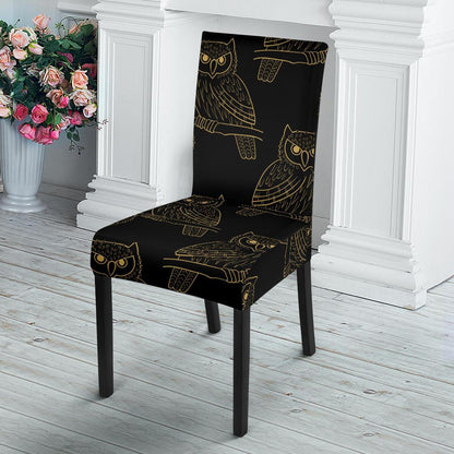 Gold Owl Pattern Dining Chair Slipcover-JORJUNE.COM