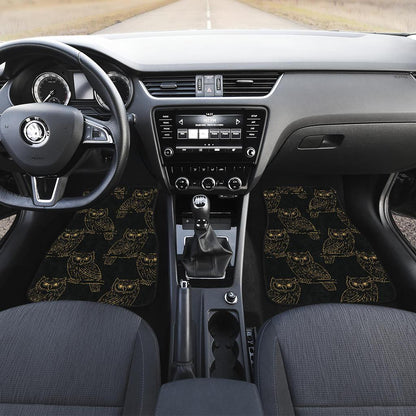Gold Owl Pattern Front and Back Car Floor Mats