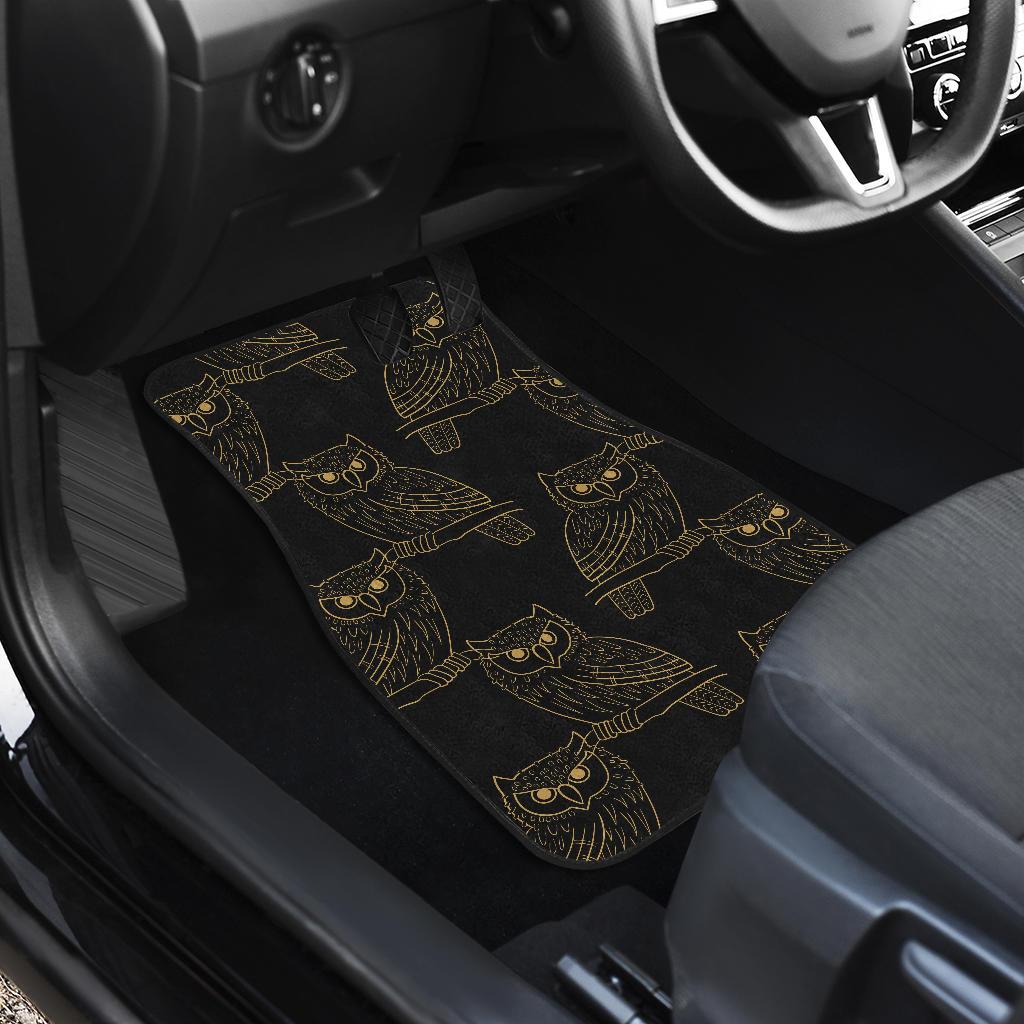 Gold Owl Pattern Front and Back Car Floor Mats