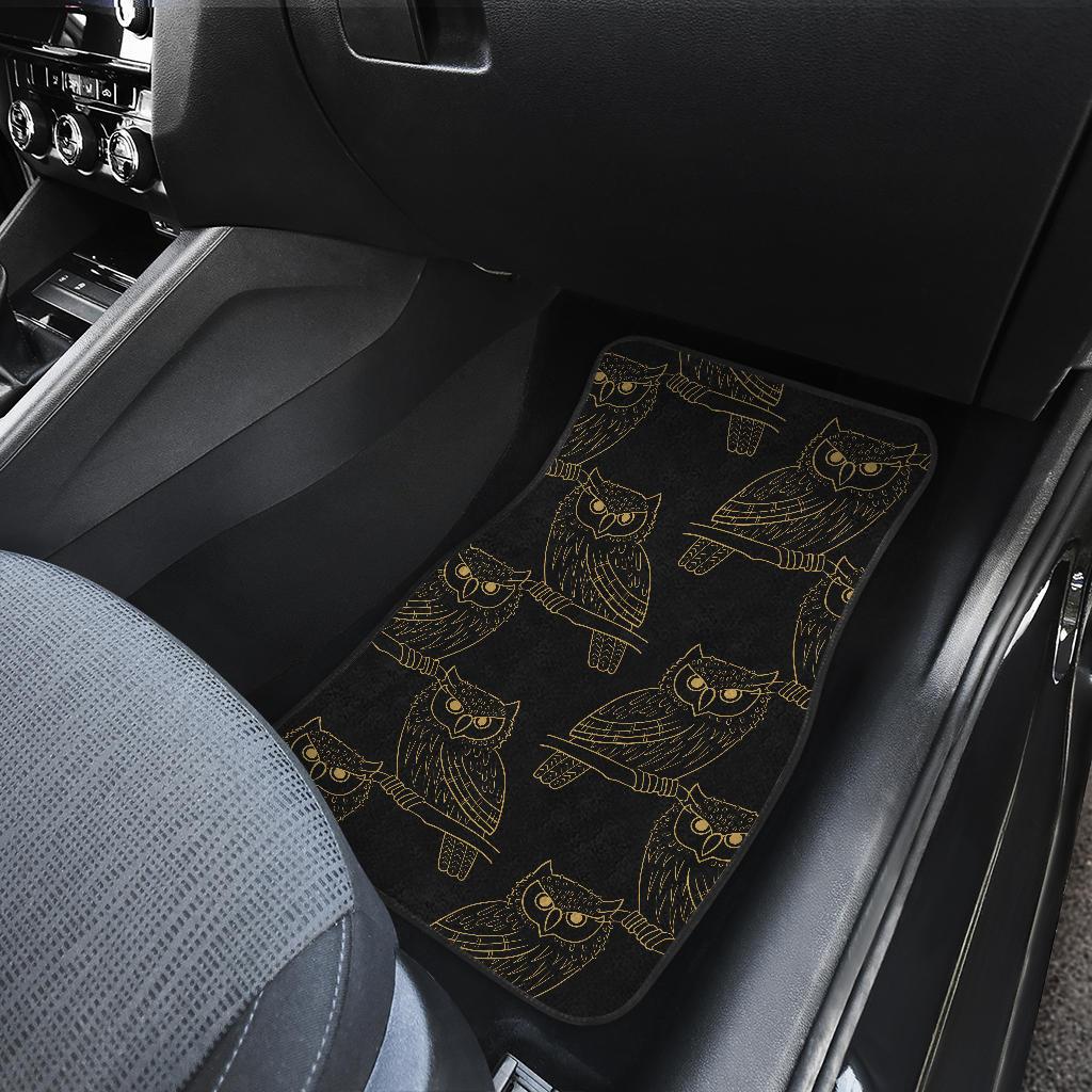 Gold Owl Pattern Front and Back Car Floor Mats