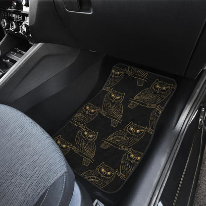 Gold Owl Pattern Front and Back Car Floor Mats