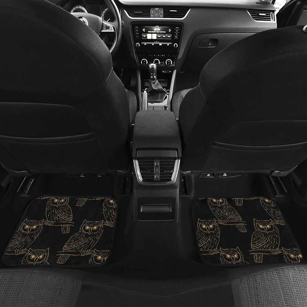 Gold Owl Pattern Front and Back Car Floor Mats