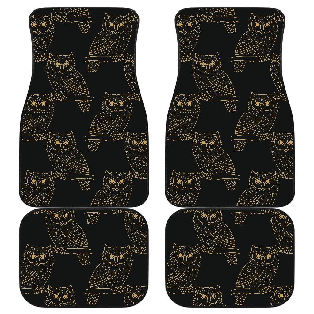 Gold Owl Pattern Front and Back Car Floor Mats