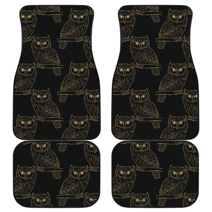 Gold Owl Pattern Front and Back Car Floor Mats
