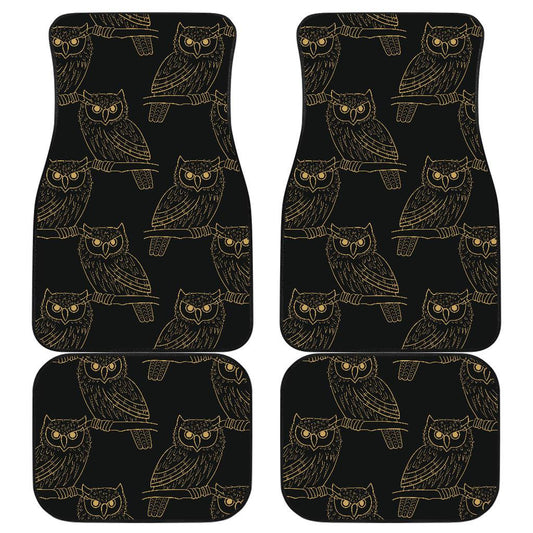 Gold Owl Pattern Front and Back Car Floor Mats