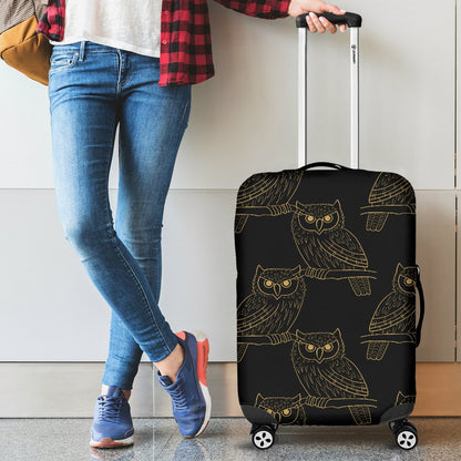 Gold Owl Pattern Luggage Cover Protector