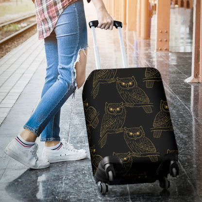 Gold Owl Pattern Luggage Cover Protector