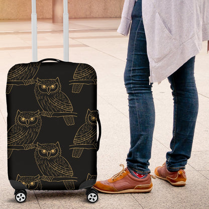 Gold Owl Pattern Luggage Cover Protector