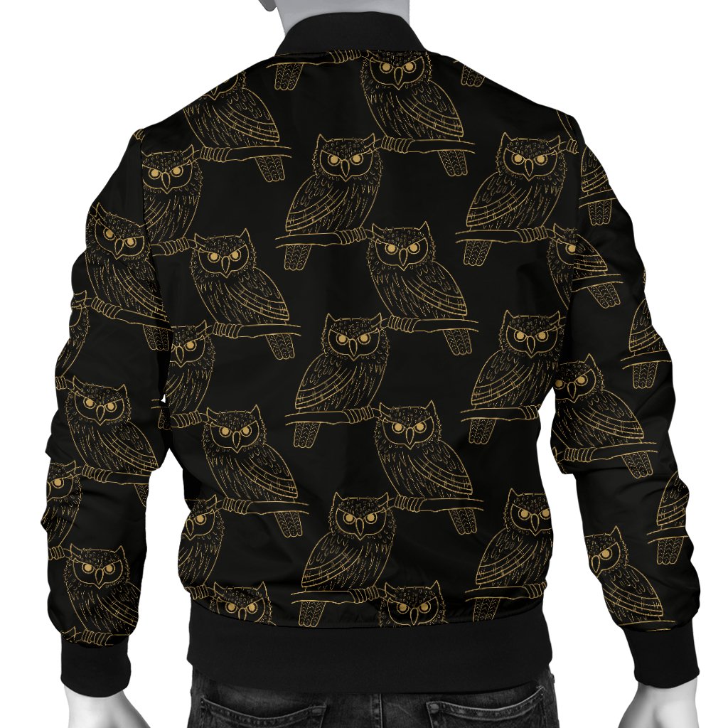 Gold Owl Pattern Men Casual Bomber Jacket
