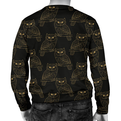 Gold Owl Pattern Men Crewneck Sweatshirt