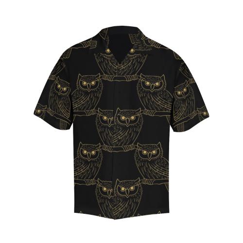 Gold Owl Pattern Men Hawaiian Shirt
