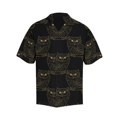 Gold Owl Pattern Men Hawaiian Shirt