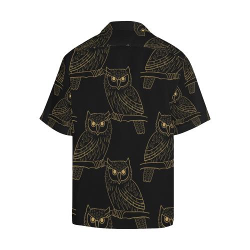 Gold Owl Pattern Men Hawaiian Shirt