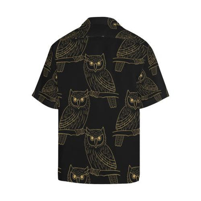 Gold Owl Pattern Men Hawaiian Shirt