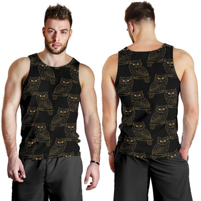 Gold Owl Pattern Men Tank Top