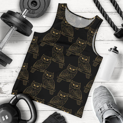 Gold Owl Pattern Men Tank Top