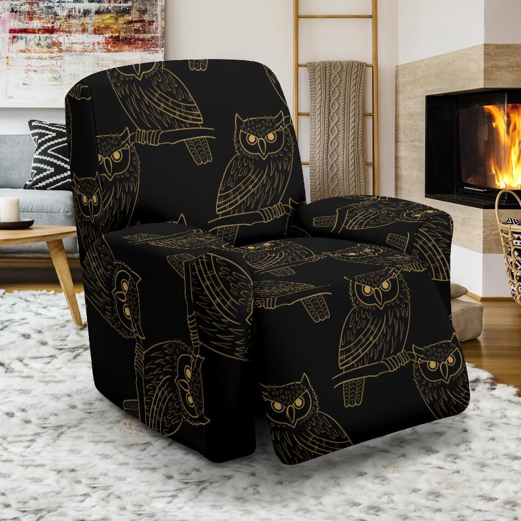 Gold Owl Pattern Recliner Slipcover-JORJUNE.COM
