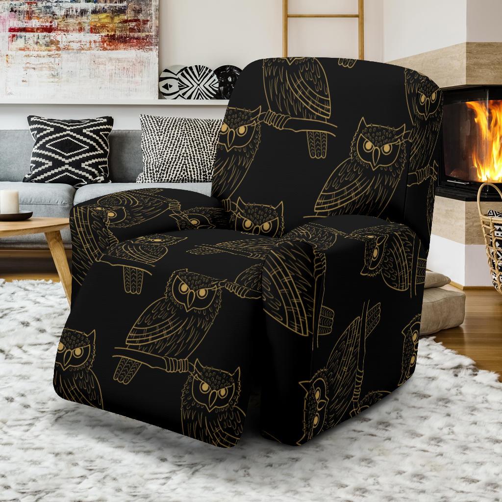 Gold Owl Pattern Recliner Slipcover-JORJUNE.COM